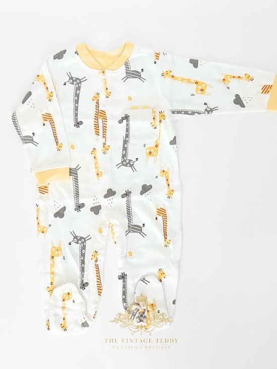 The Vintage Teddy Other - NWT Cute Baby Sleep N' Play One-piece Bodysuit Footed Romper Giraffe Print 6-9M